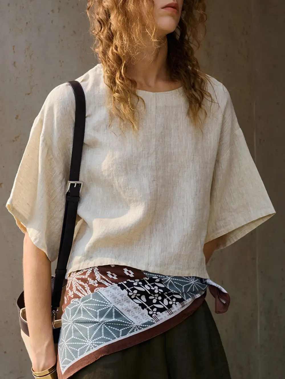 Linen Crew Neck Short Sleeve Tee