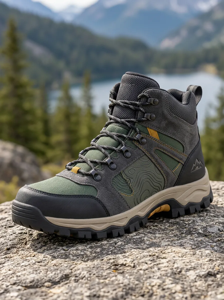 Unisex Hiking Topographic Map Outdoor Boots
