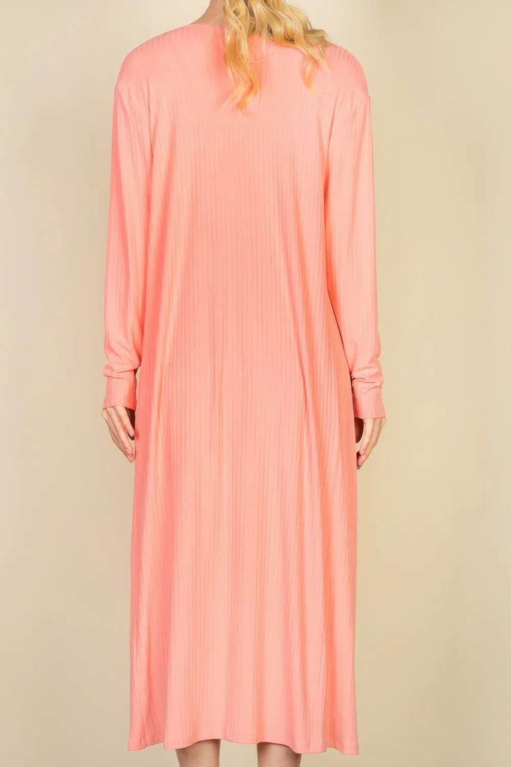 Ribbed Cardigan And Cami Midi Bodycon Dress