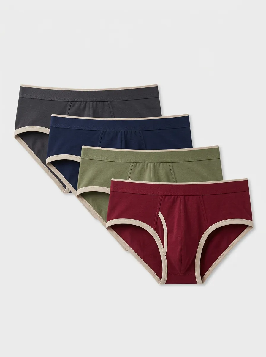 Men's 4-Pack Contrast-Trim Supportive-Pouch Briefs