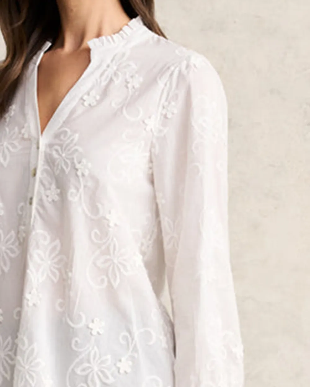 3D Floral Cotton Blouse