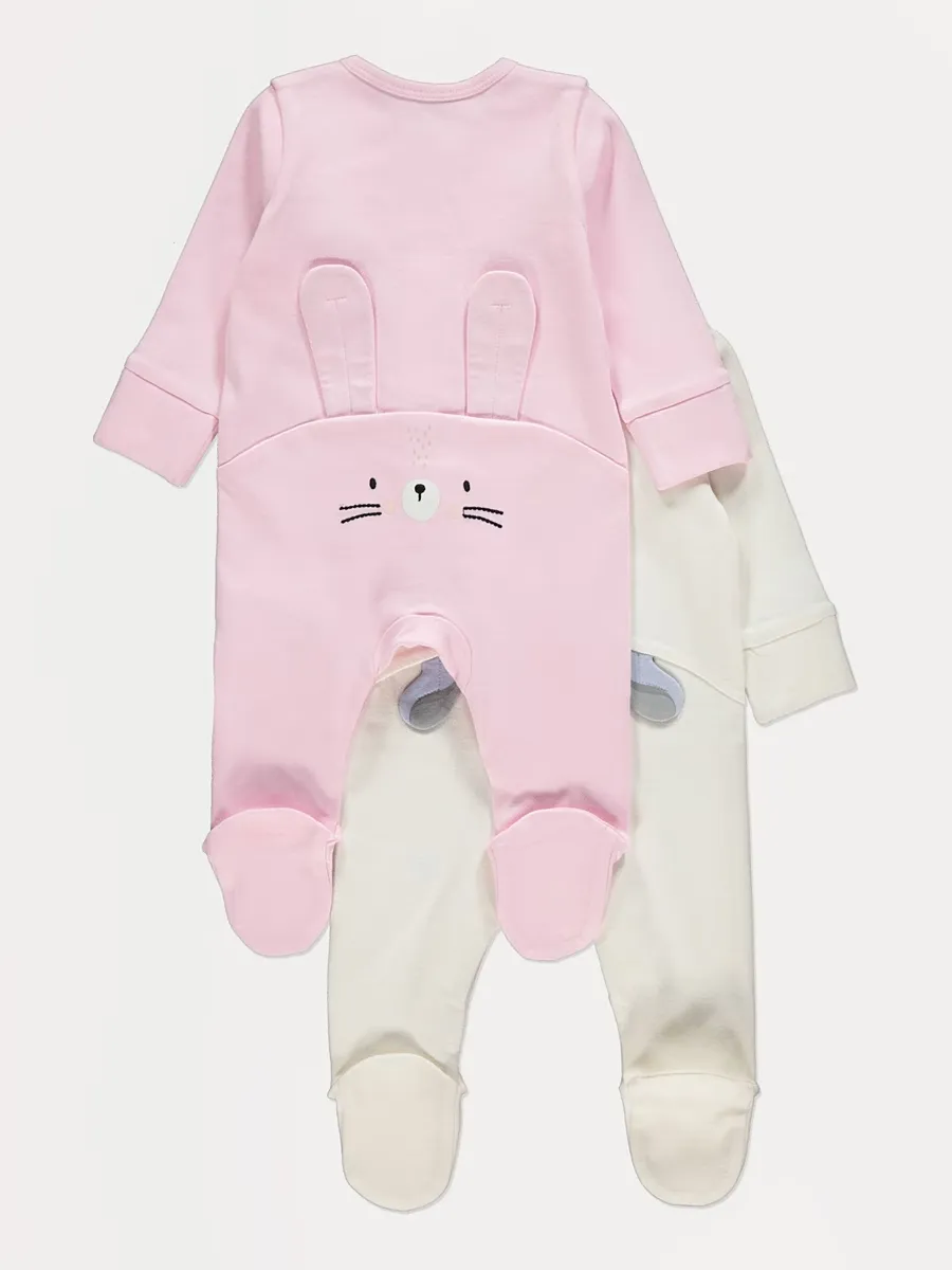 Bunny and Sheep Long Sleeve Sleepsuits 2 Pack