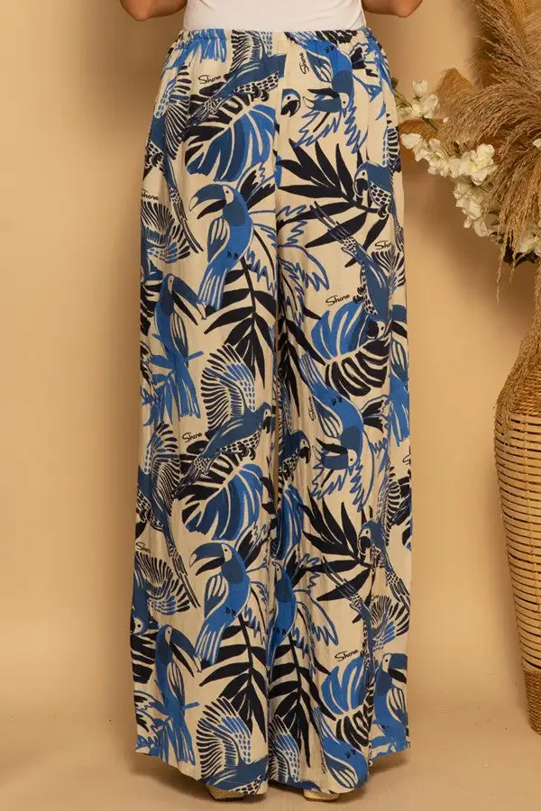 Women's Tropical Leaf Print Beach Pants