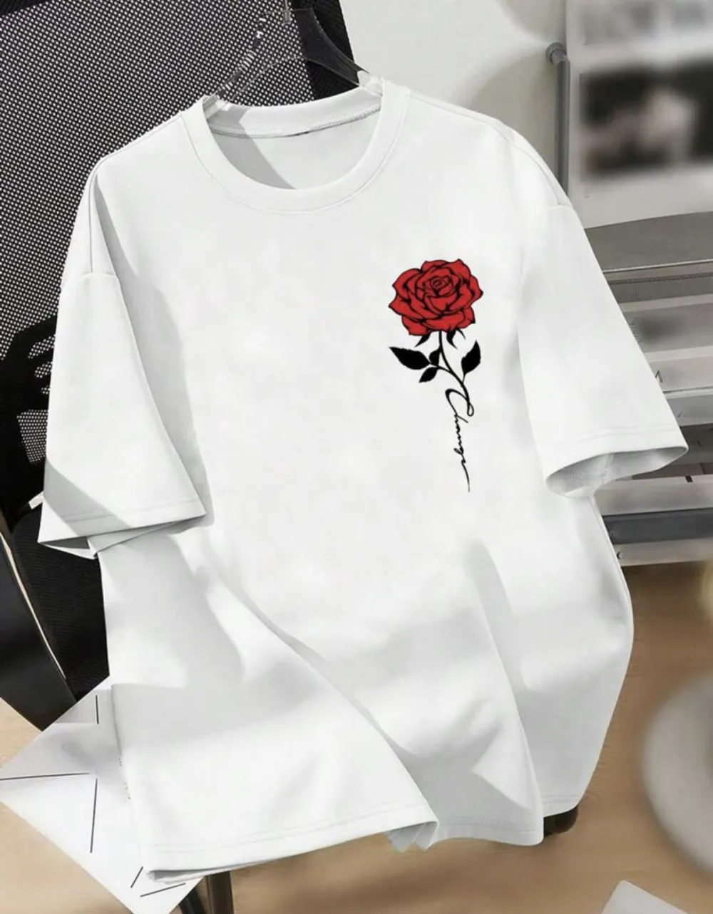 Rose Print Cotton Tee