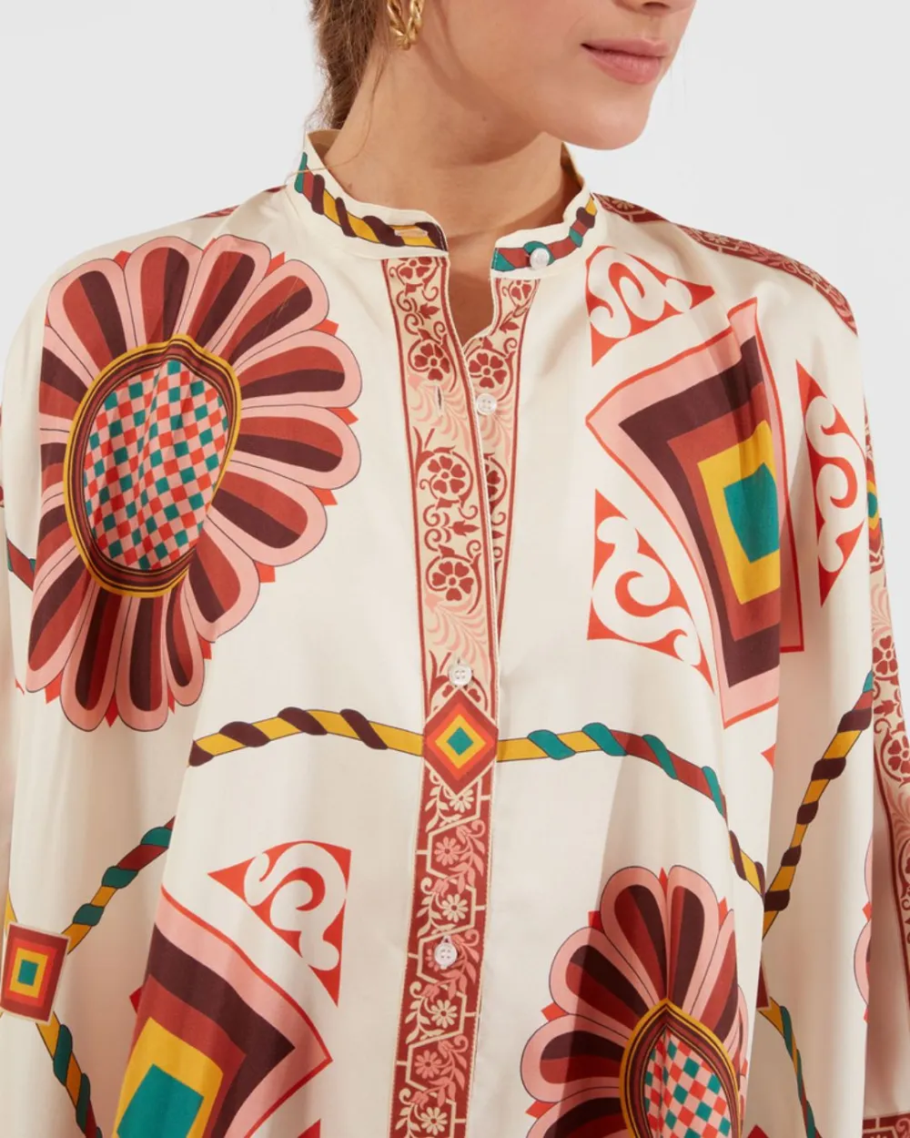 Macro Tile Print Twill Shirt and Pants Set