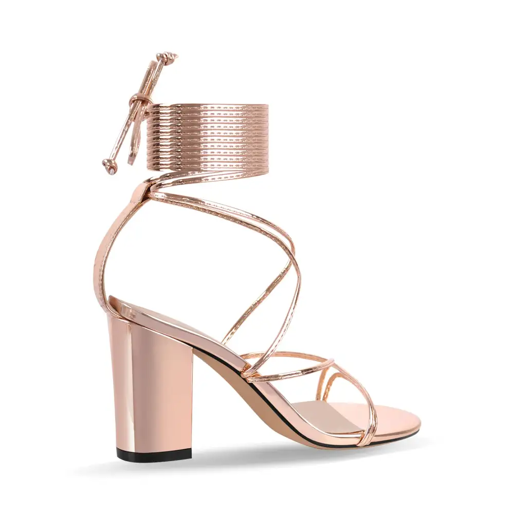 Open Toe Lace Up Chunky Sandals