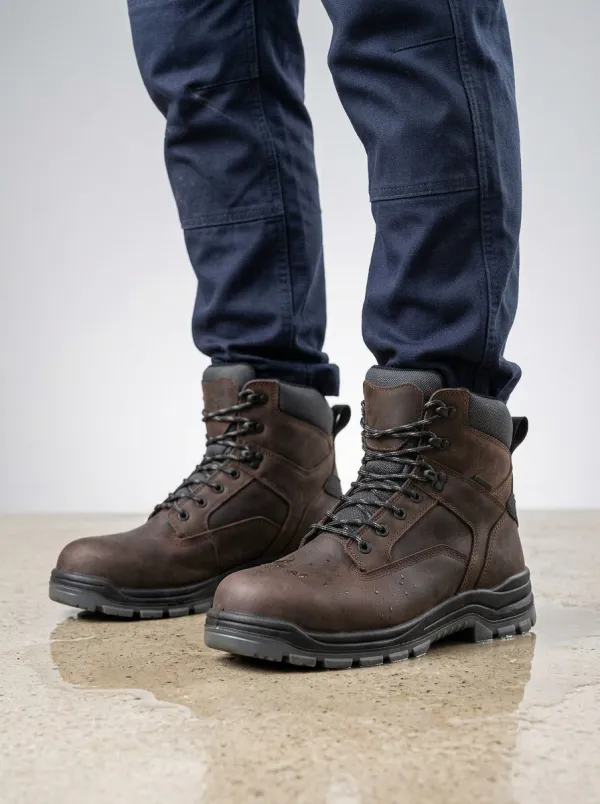 Men's Heavy-Duty Inspired Waterproof Construction Graphic Detail Work Boots