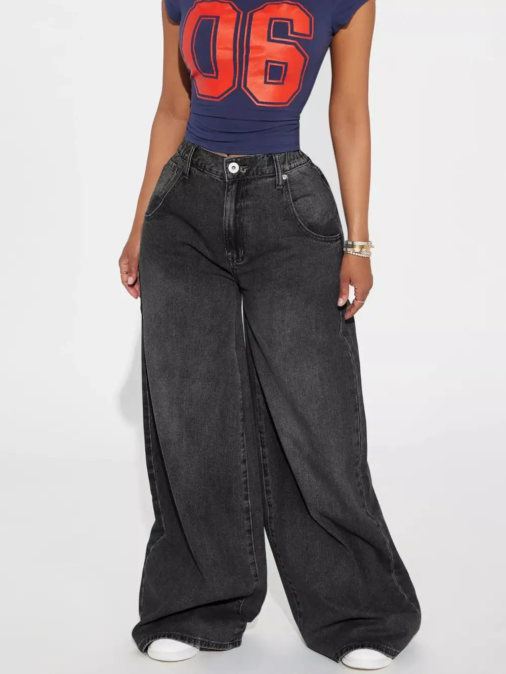 Full Size High-Waisted Wide-Leg Jeans Plus Size