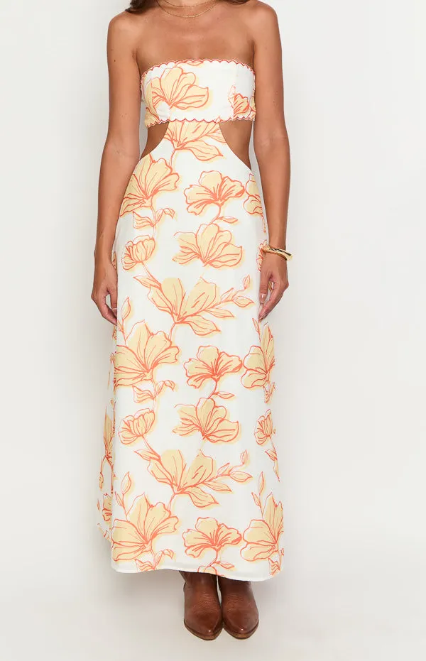 Strapless Floral Maxi Dress