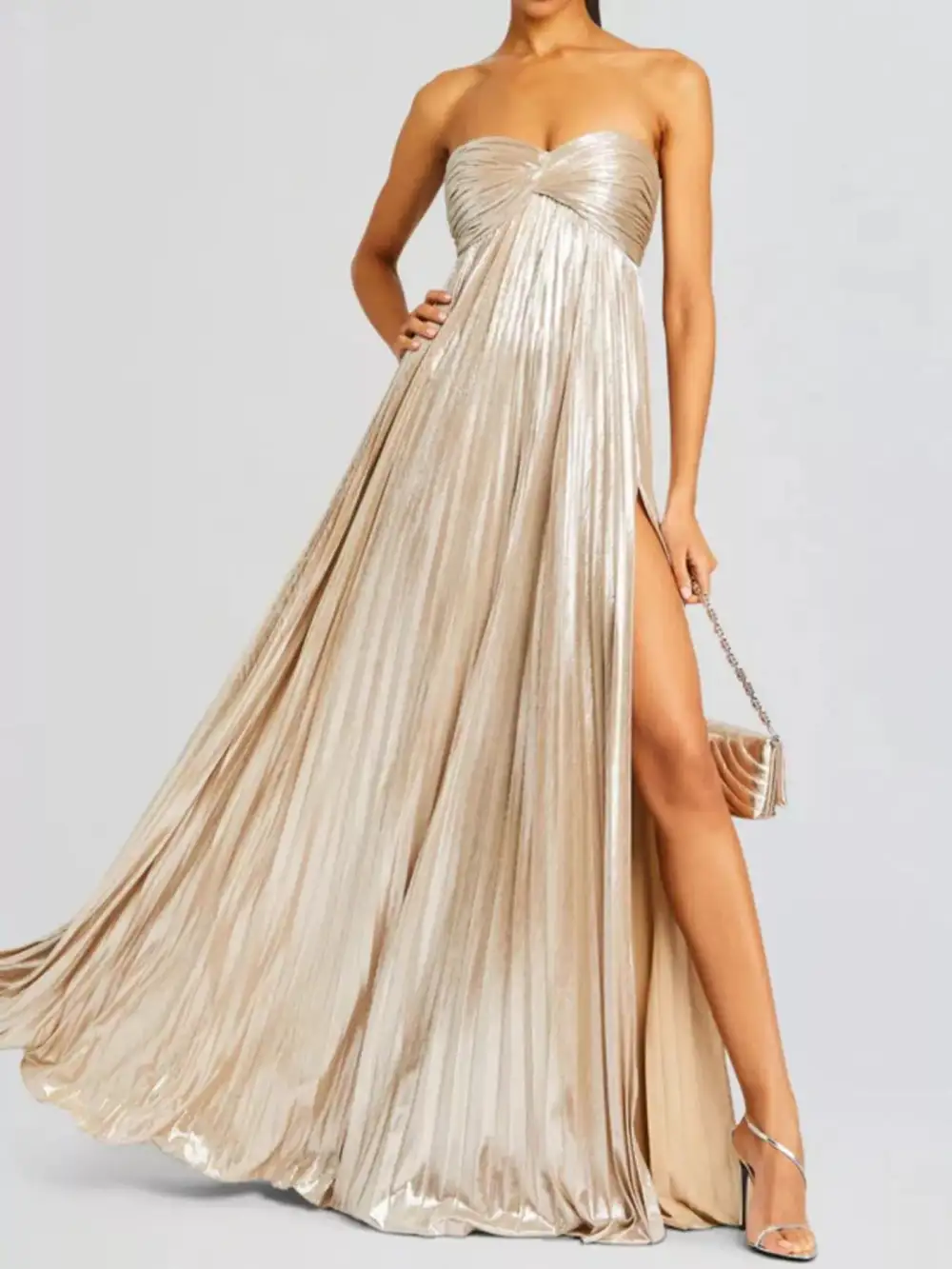 Side Slit Maxi Tie Detail Dress