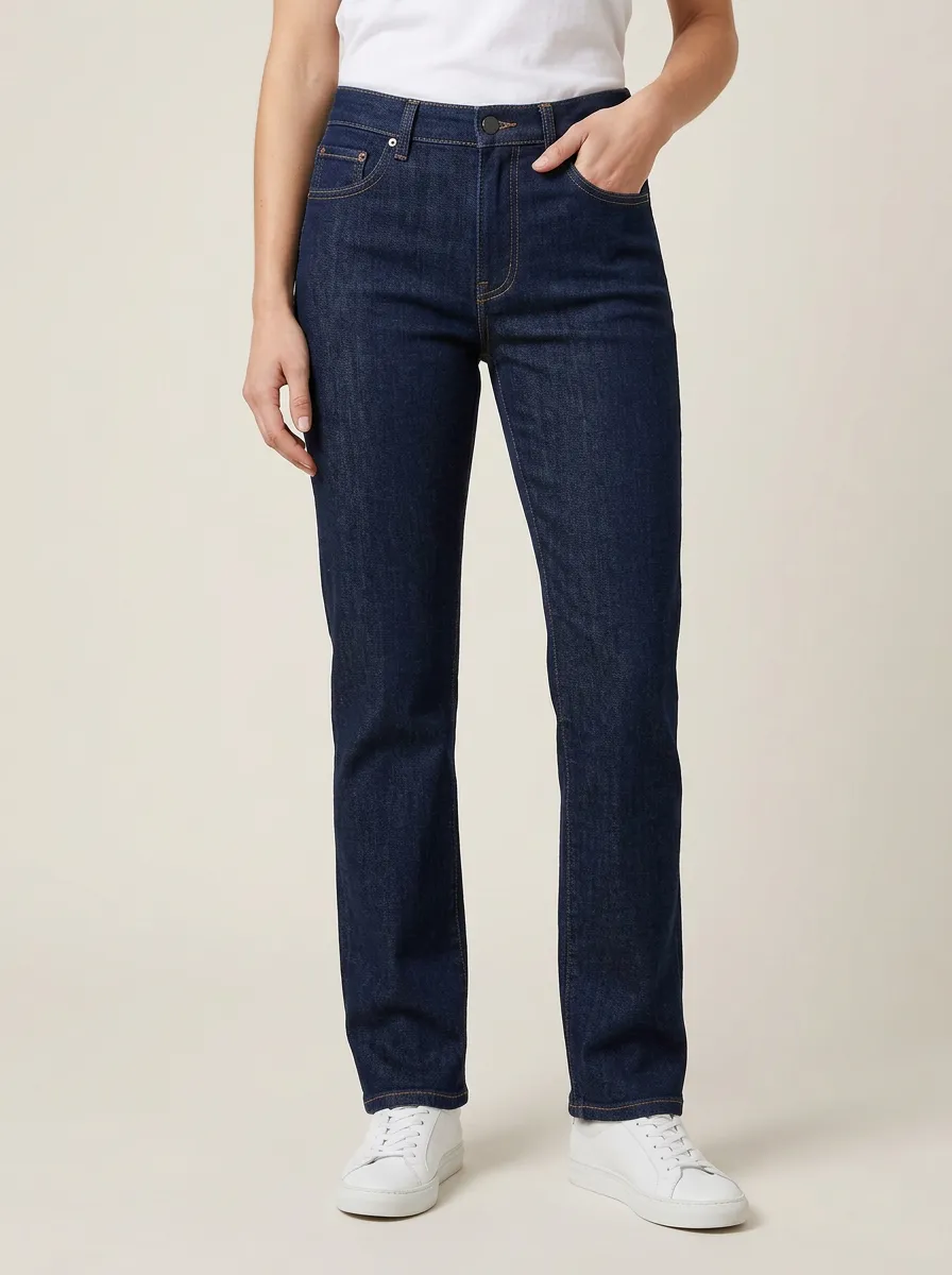 Straight Leg Mid Rise Daily Denim Jeans
