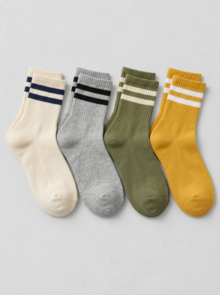 Women's Vintage Smooth-Footbed Stripe Crew Socks 4-Pack