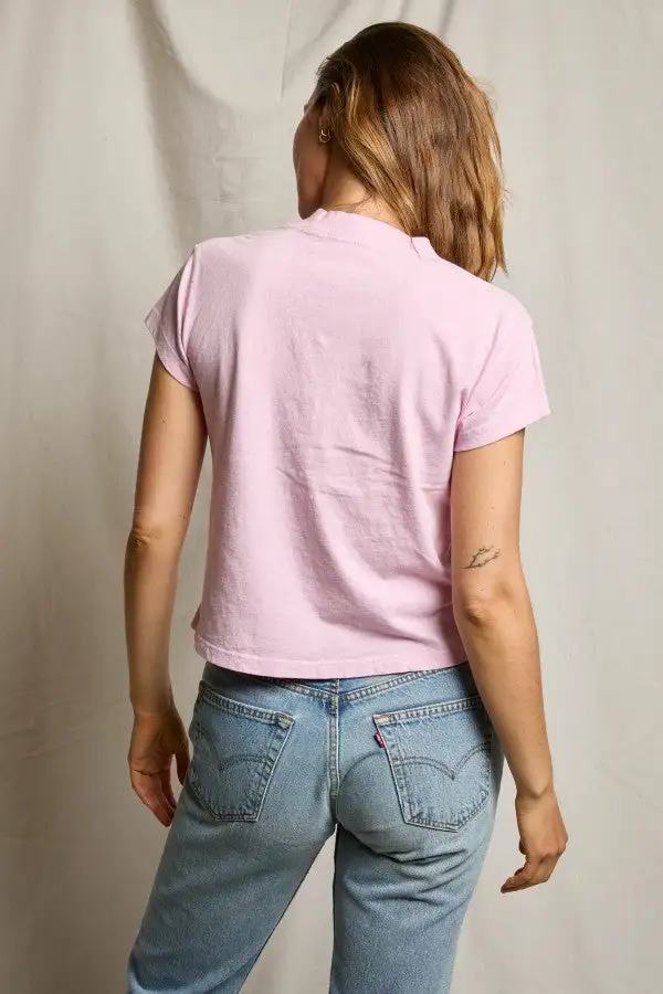 Light Pink V-Neck Short Sleeve Casual Tee