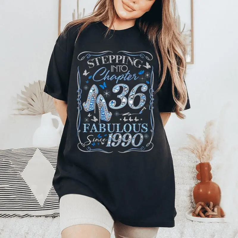 Stepping Into 36 Fabulous Since 1990 36th Birthday Women Women's Oversized Comfort Colors T-Shirt