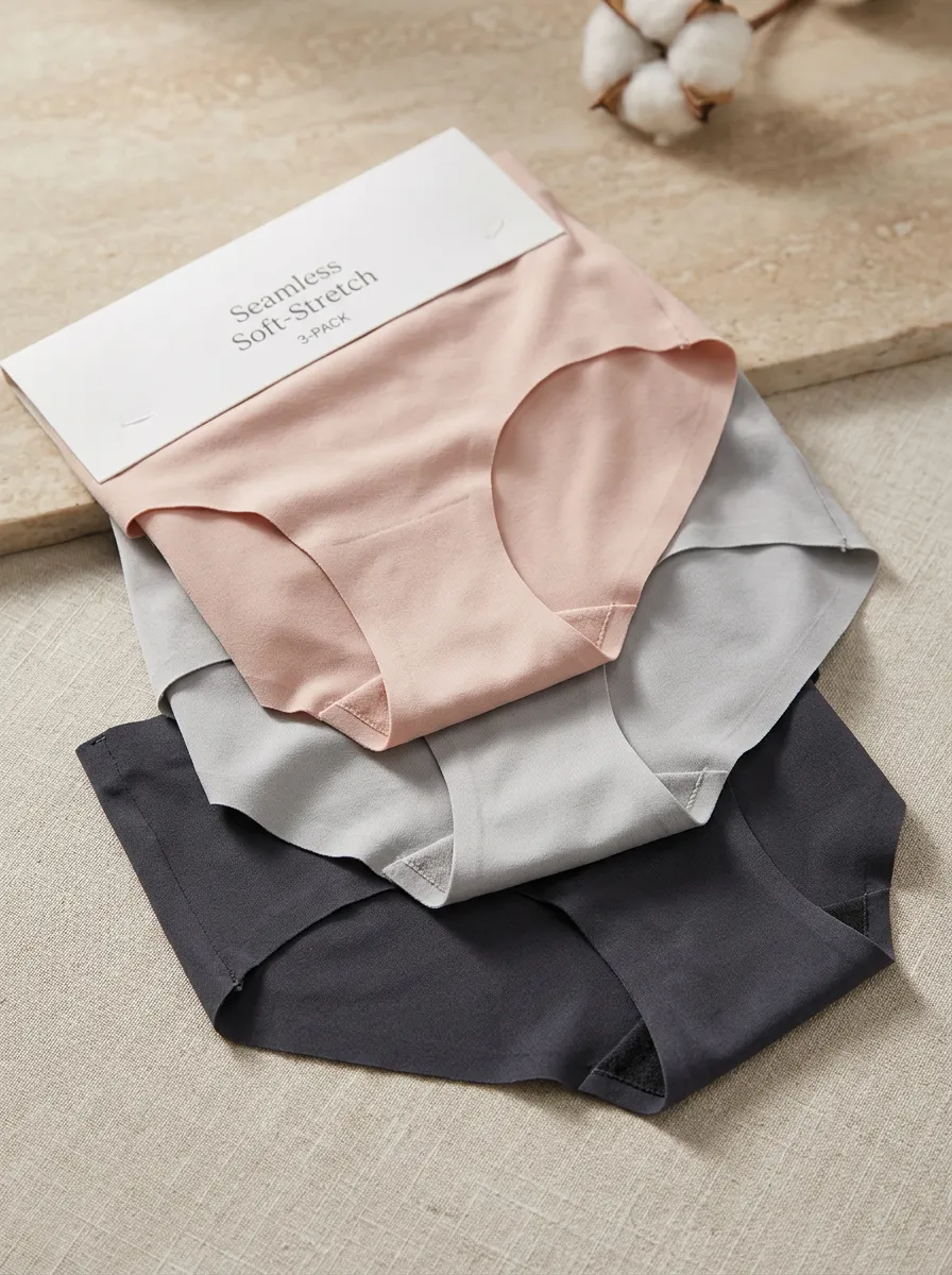 Women's Pretty Seamless Solid Color Three-Pack Panties