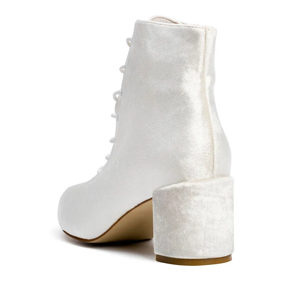 Lace-Up Zip-Up Block-Heel Platform Ankle Boots