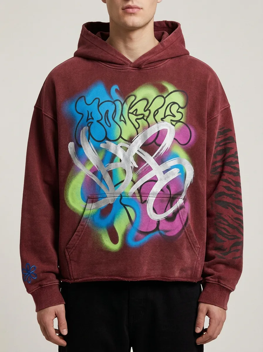 Unisex Streetwear Graffiti Art Tiger Stripe Graphic Hoodie
