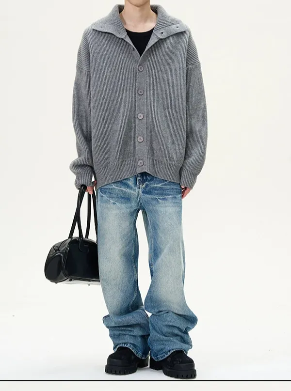Wide-Leg Washed Vintage-Wash Jeans