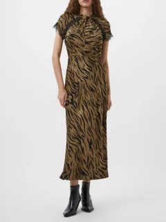 Eco-Friendly Satin Elegant Leopard Print Dress