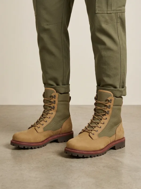 Unisex Outdoor Enthusiast Canvas Leather Print Work Boots