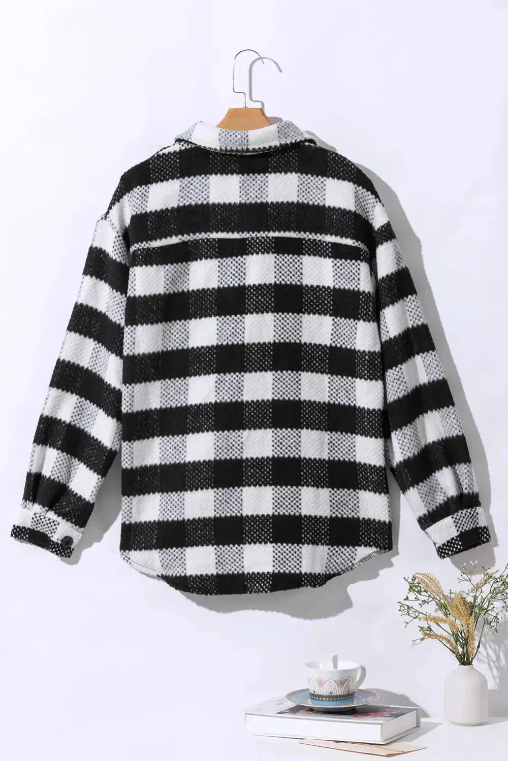 Relaxed Plaid Button Front Pocketed Casual Jacket