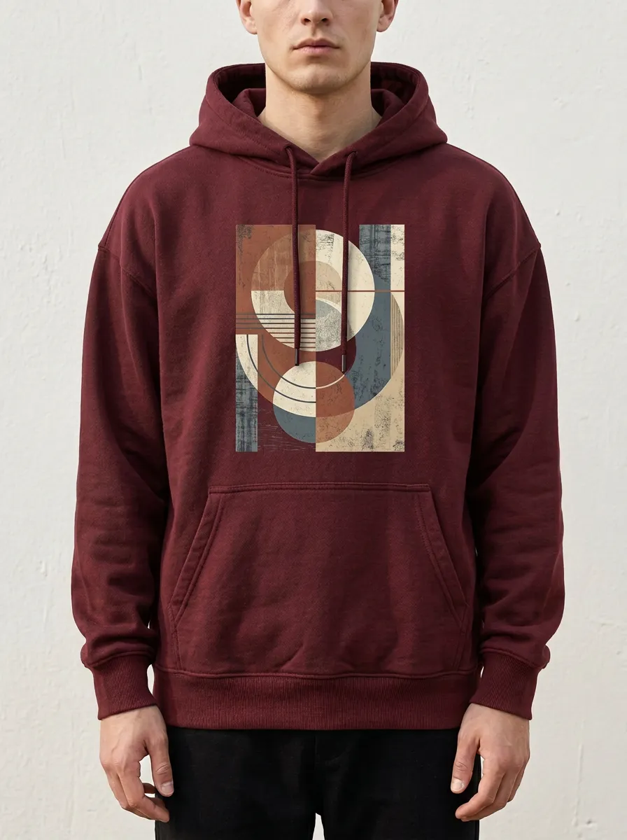 Unisex Abstract Geometry Chest Print Hoodie