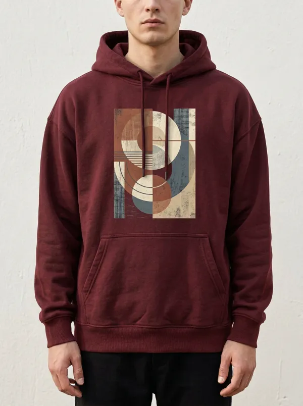 Unisex Abstract Geometry Chest Print Hoodie