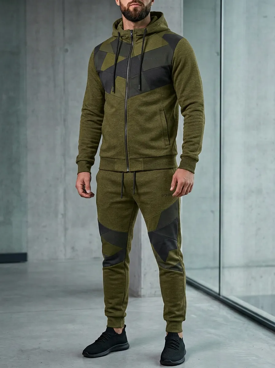Men's Geometric Pattern Jogger Set