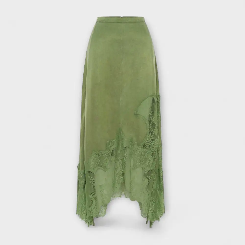 Pleated Lace Satin Casual Dress