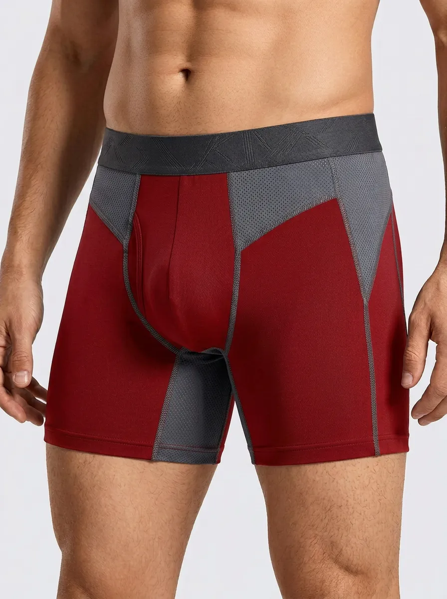 Men's Navy and Grey Color-Blocked Boxer Briefs