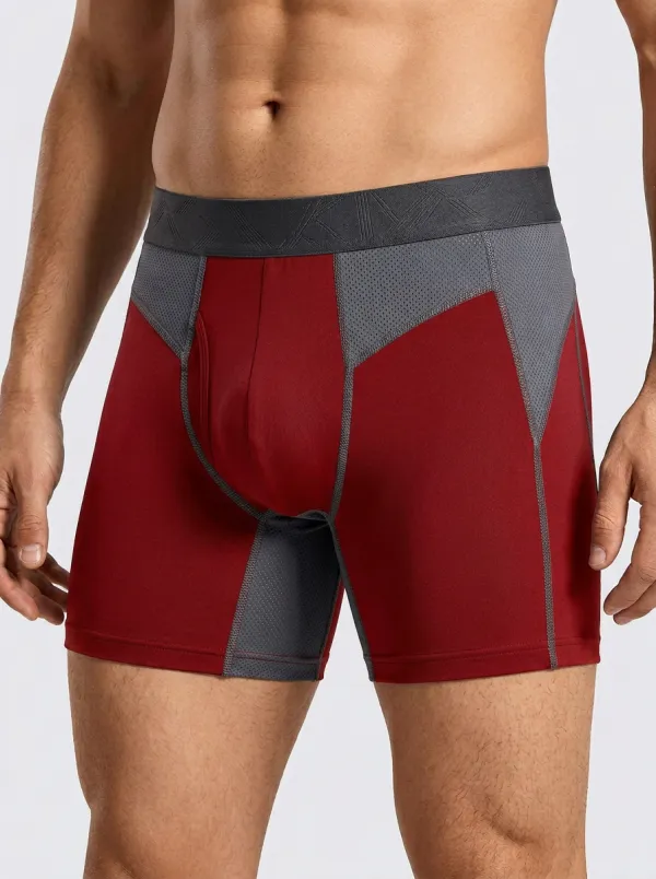 Men's Navy and Grey Color-Blocked Boxer Briefs
