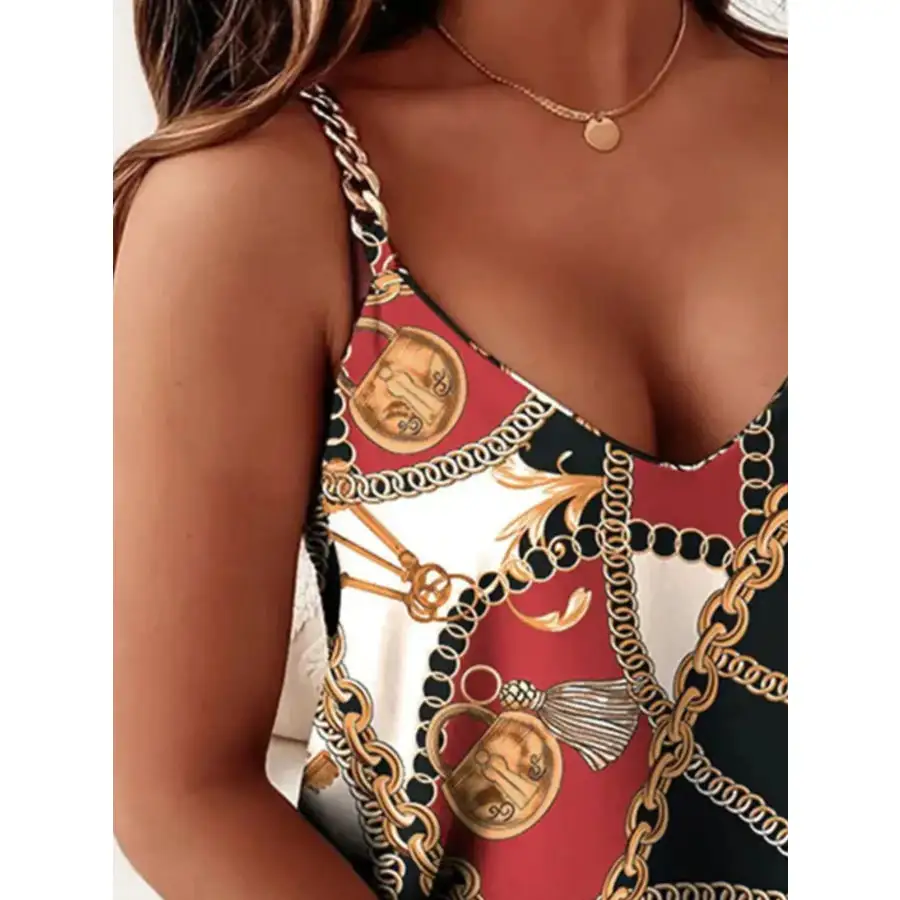 Chain Strap V Neck Tank Top