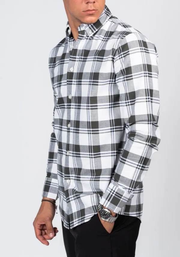 Essential Checked Long Sleeve Cotton Men's Button Down Shirt
