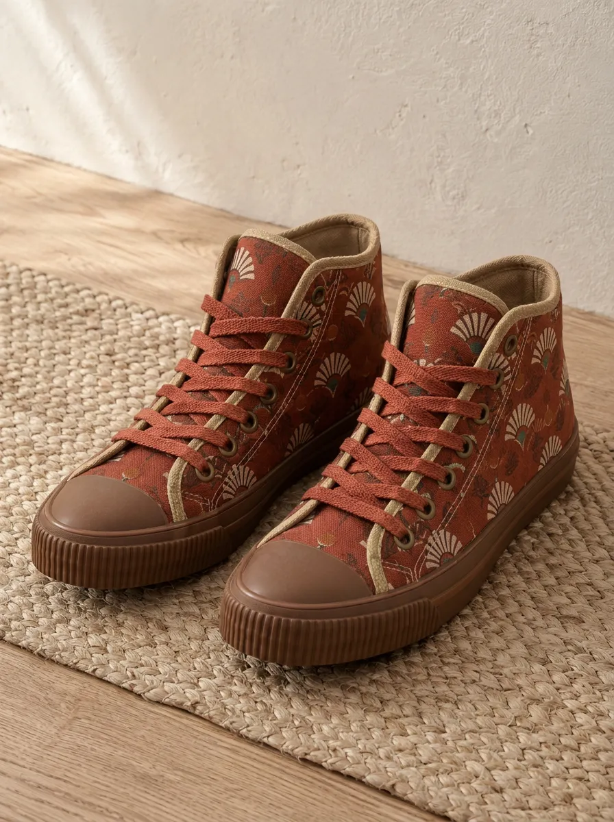 Women's Urban Vintage Fan Pattern Patterned Canvas Shoes