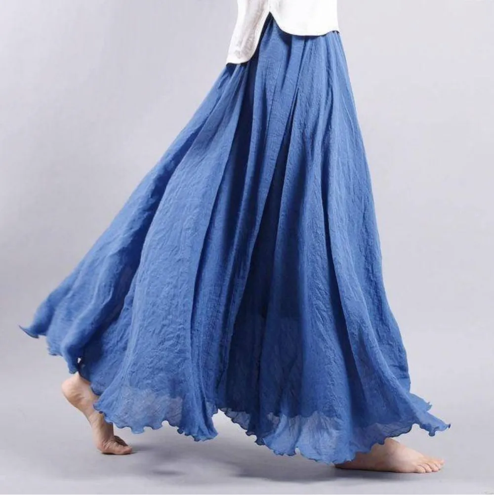  Flowy Elastic Waist Maxi Skirt