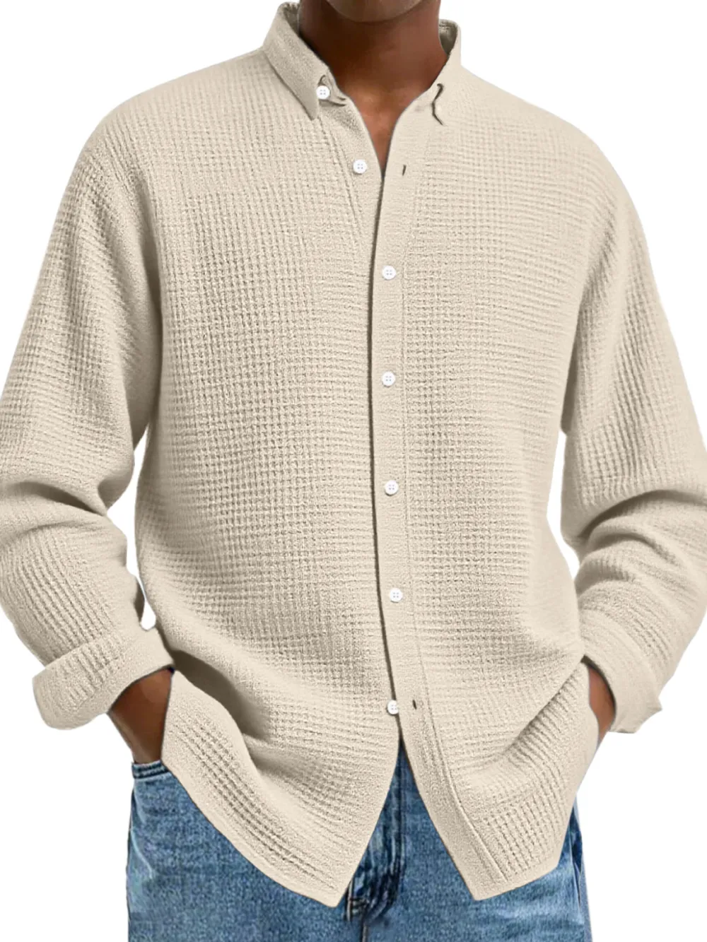 Textured Knit Button Front Shirt