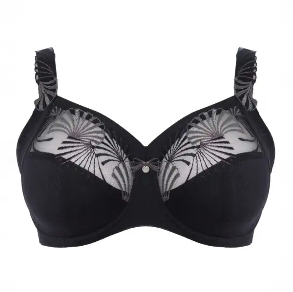 Women's Full Coverage Underwire Four-Part Cup Adjustable Straps Lace Embroidery Mesh Microfiber Bra