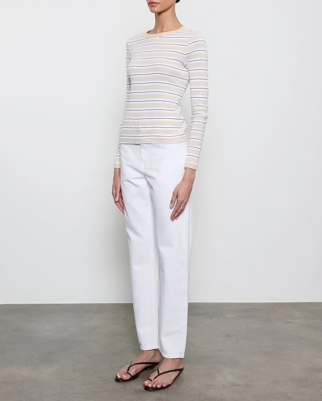 Stripe Classic L/S Tee Wheat/white Stripe
