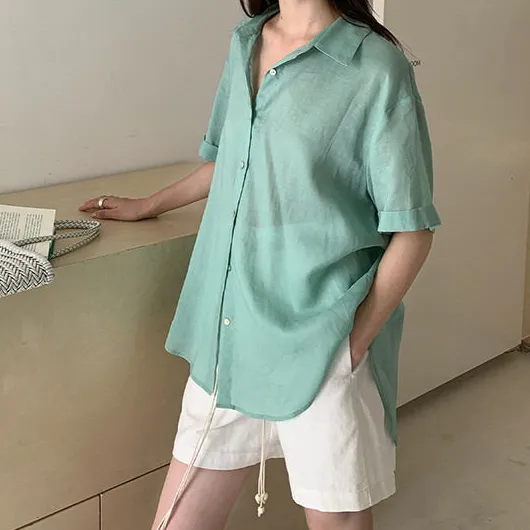 Minimal Knot Backless Short Sleeve Shirt