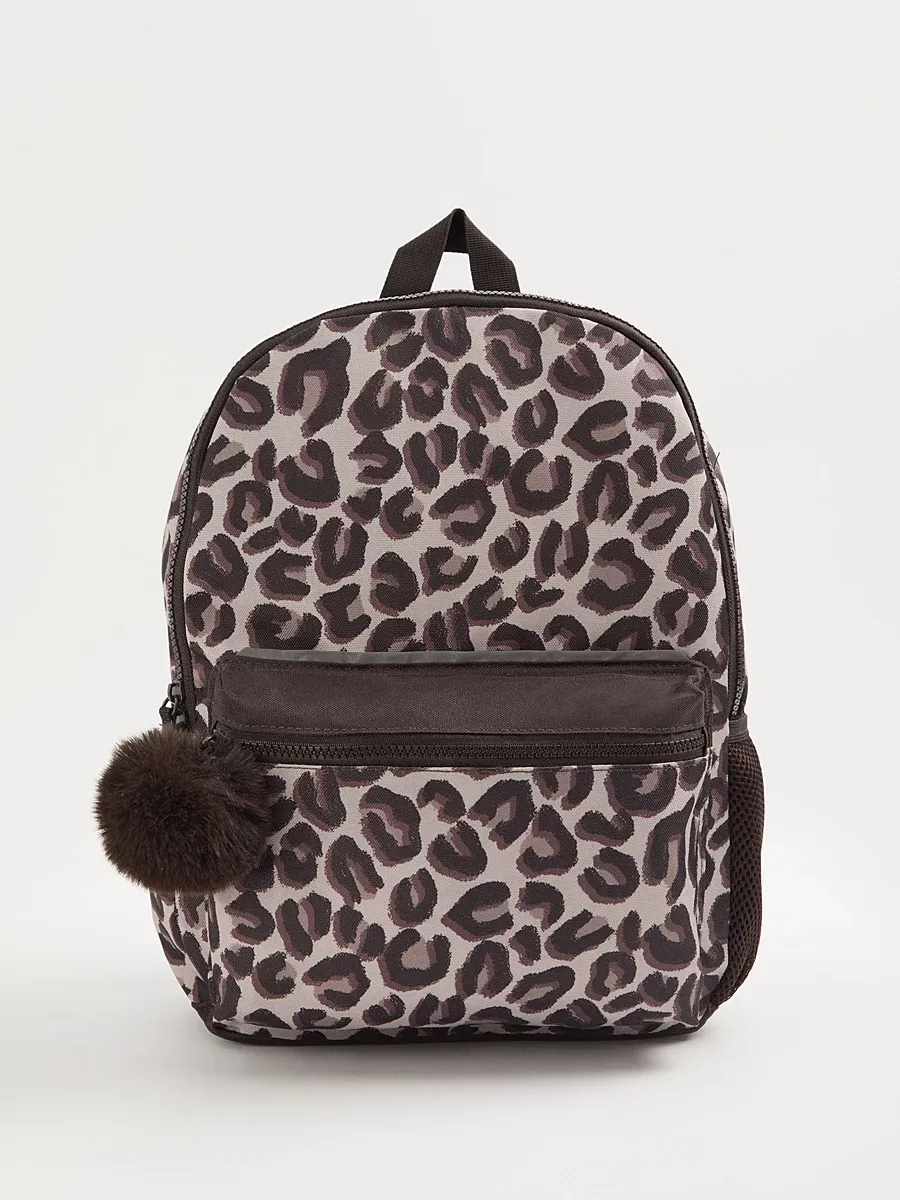 Brown Leopard Print Backpack