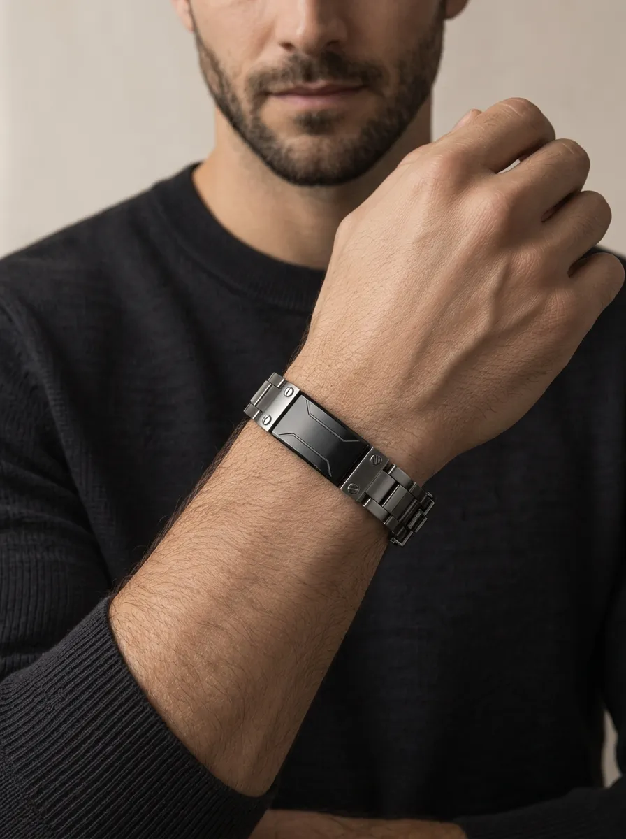 Men's Minimalist Tactical Stainless Steel Link Bracelet