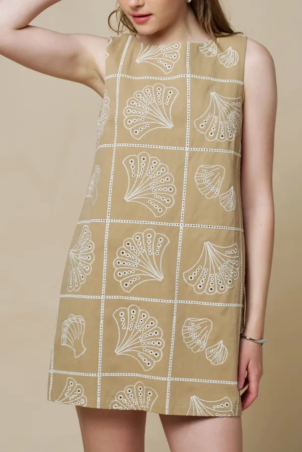 Seashell Eyelet Shift Mini Dress