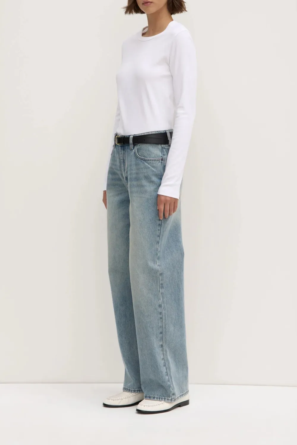 Cotton Ribbed Collar Women's T-Shirt