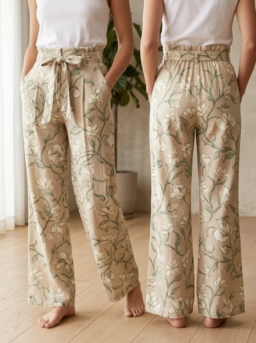 Women's Botanical Inspired Botanical Floral Printed Pants