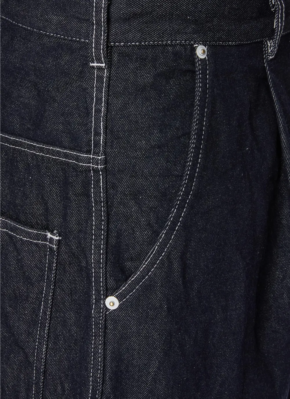 Simple Straight-Cut Comfort Linen Dark Blue Jeans
