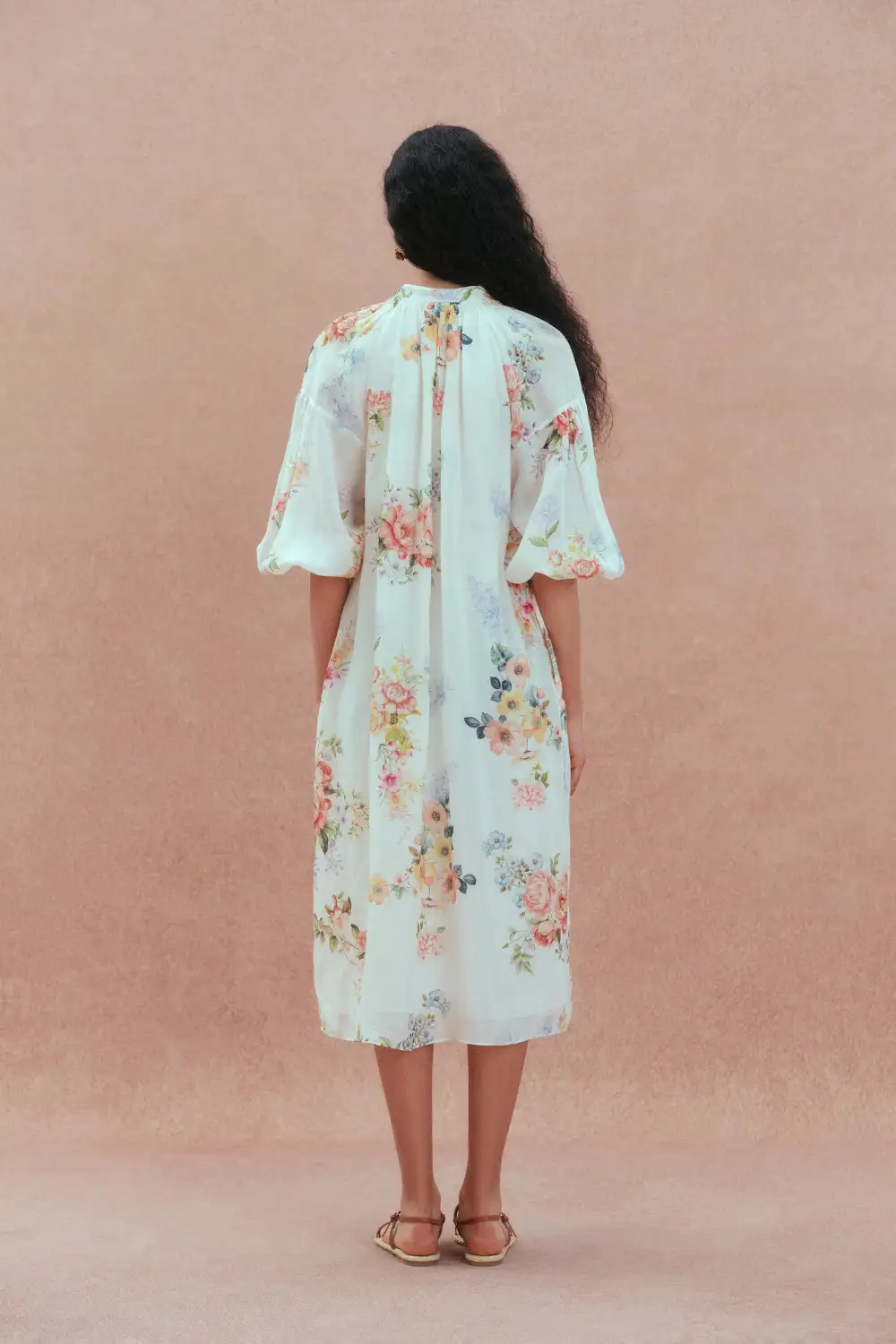 Floral Silk Linen Blend Dress
