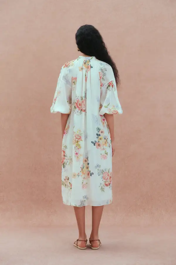Floral Silk Linen Blend Dress