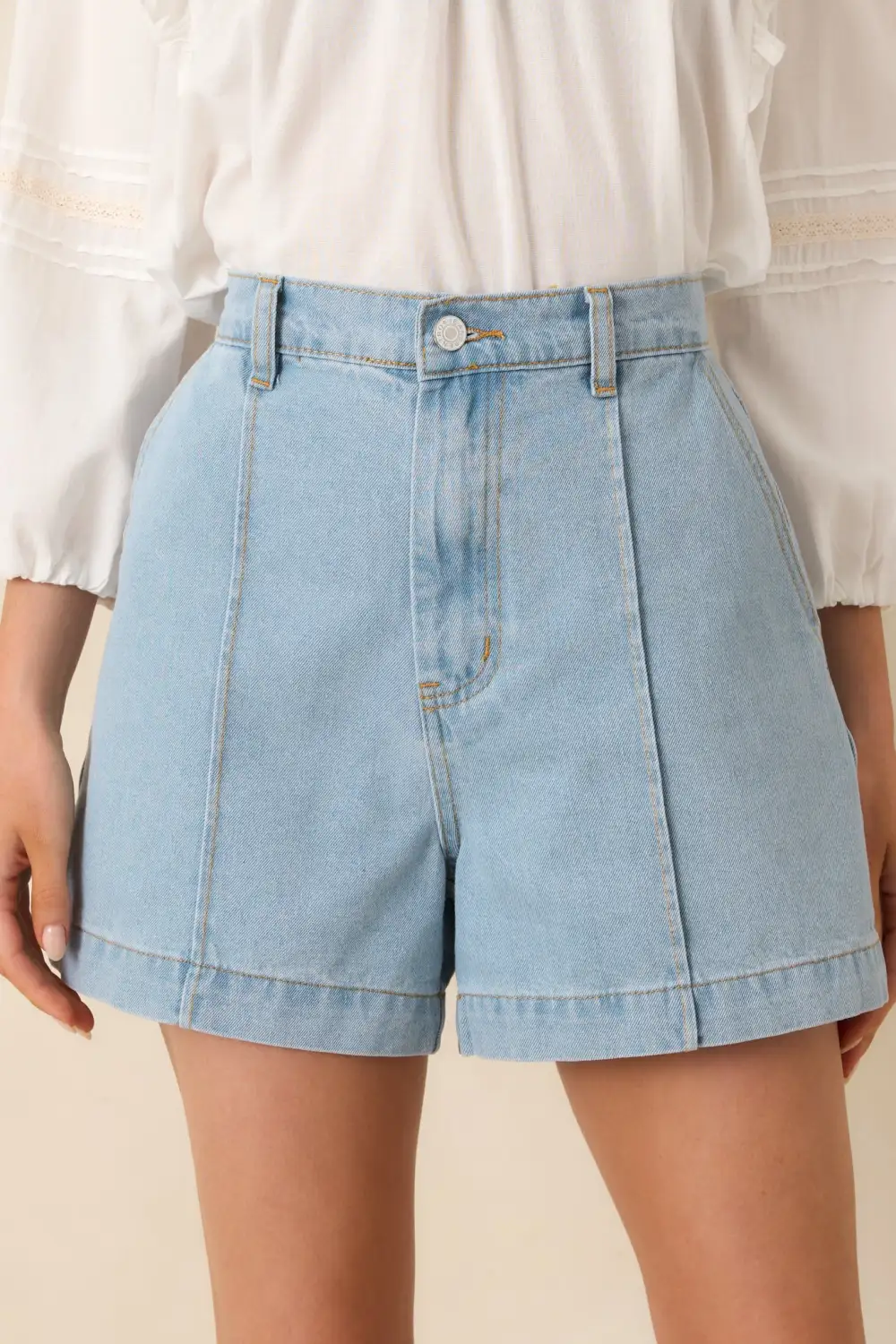 Light Wash High Waist Denim Shorts