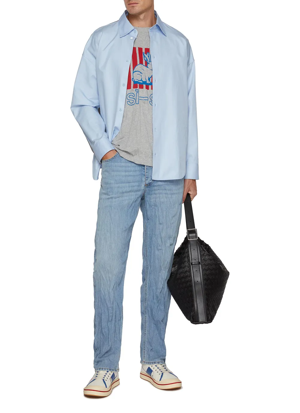 Leisure Daily Straight-Cut Comfortable Light Blue Jeans