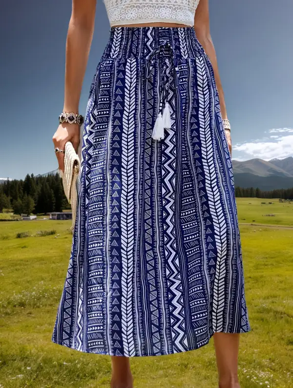 Boho Fringe Midi Skirt